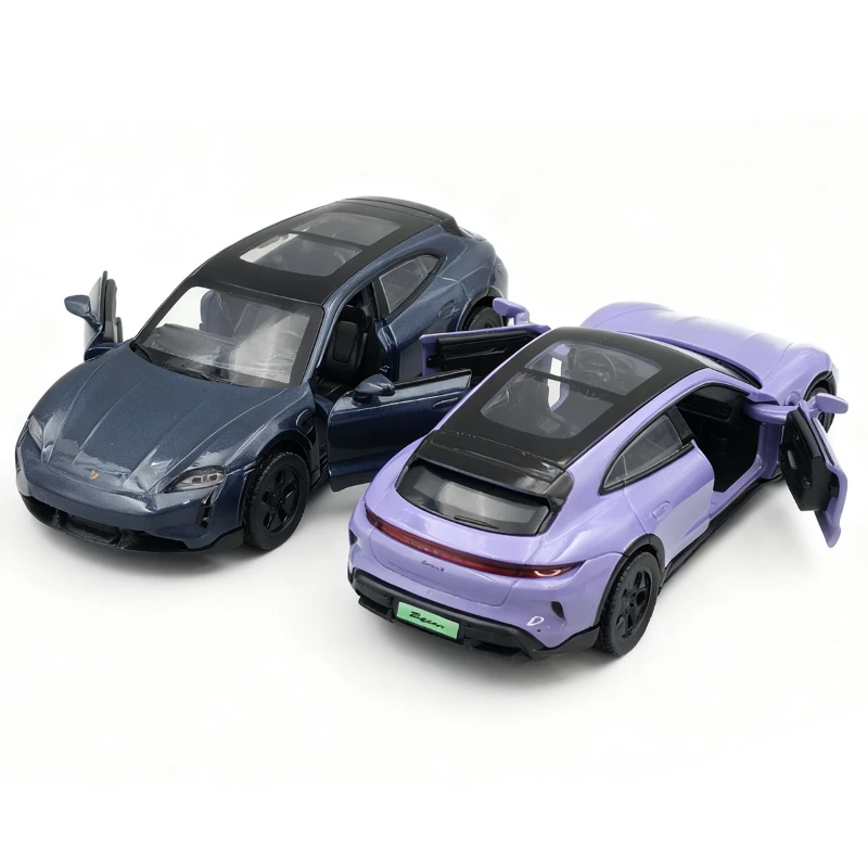 1/36 Porsche Taycan Pressofuso Modello di Auto Pull-Back Suono e Luce Veicolo Giocattolo con Mucchio di Ricarica Bambini Ragazzo Regalo Di Compleanno