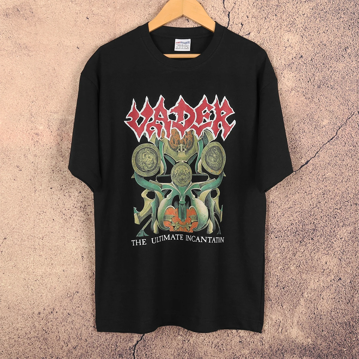 Vader T-Shirt The Ultimate Incantation 90S Death Metal Band Men's Top Clothing Short Sleeves Printed Washed Retro Cotton Shirts