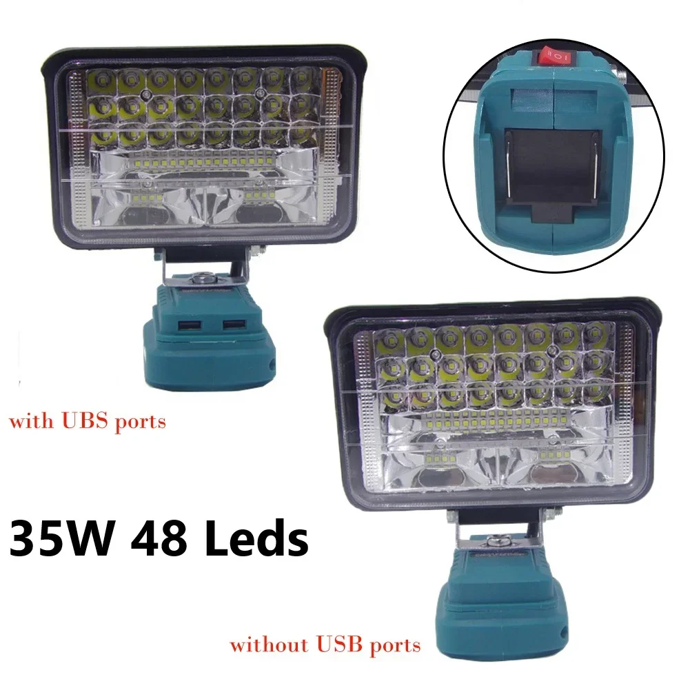 

Cordless LED Work Light Compatible with For 18V Lithium Ion Batteries Handheld Flashlight with Dual USB Charging Ports