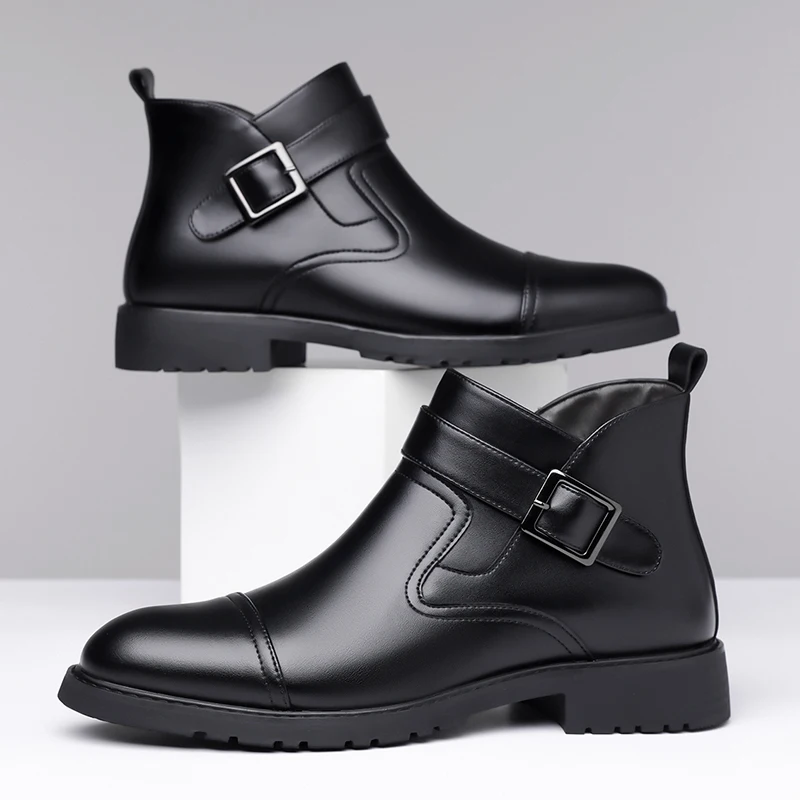 فستان ريترو أحذية رجالية عصرية مشبك حزام تشيلسي أحذية رجالية الأعمال الرسمية حذاء من الجلد أحذية رجالية اجتماعية أنيقة #2