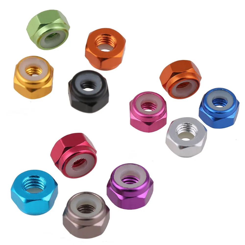 알루미늄 합금 플랜지 잠금 너트, 나일론 인서트 육각 자동 잠금 리벳 너트, 11 색 두께 2.8-9.7mm, M2, M2.5, M3, M4, M5, M6, M8, 10 개, 5 개