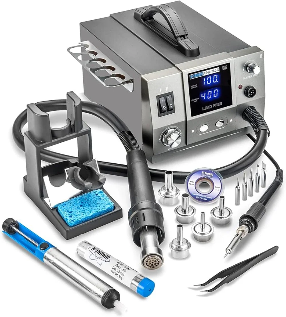 Platinum Series 700 Watt Hot Air Rework Soldering Iron Station Brushless DC Vortex Blower Air System C/F Conversion