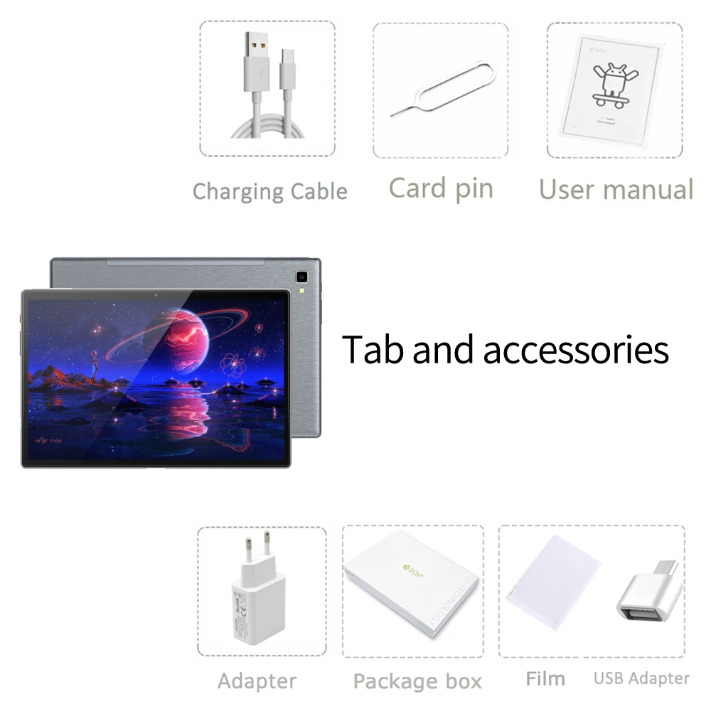 10.1' High-Definition Screen Tablet Octa-Core Processor 8GB+256GB ROM 4G 5G Dual SIM WiFi GPS Metal Shell with Keyboard Mouse