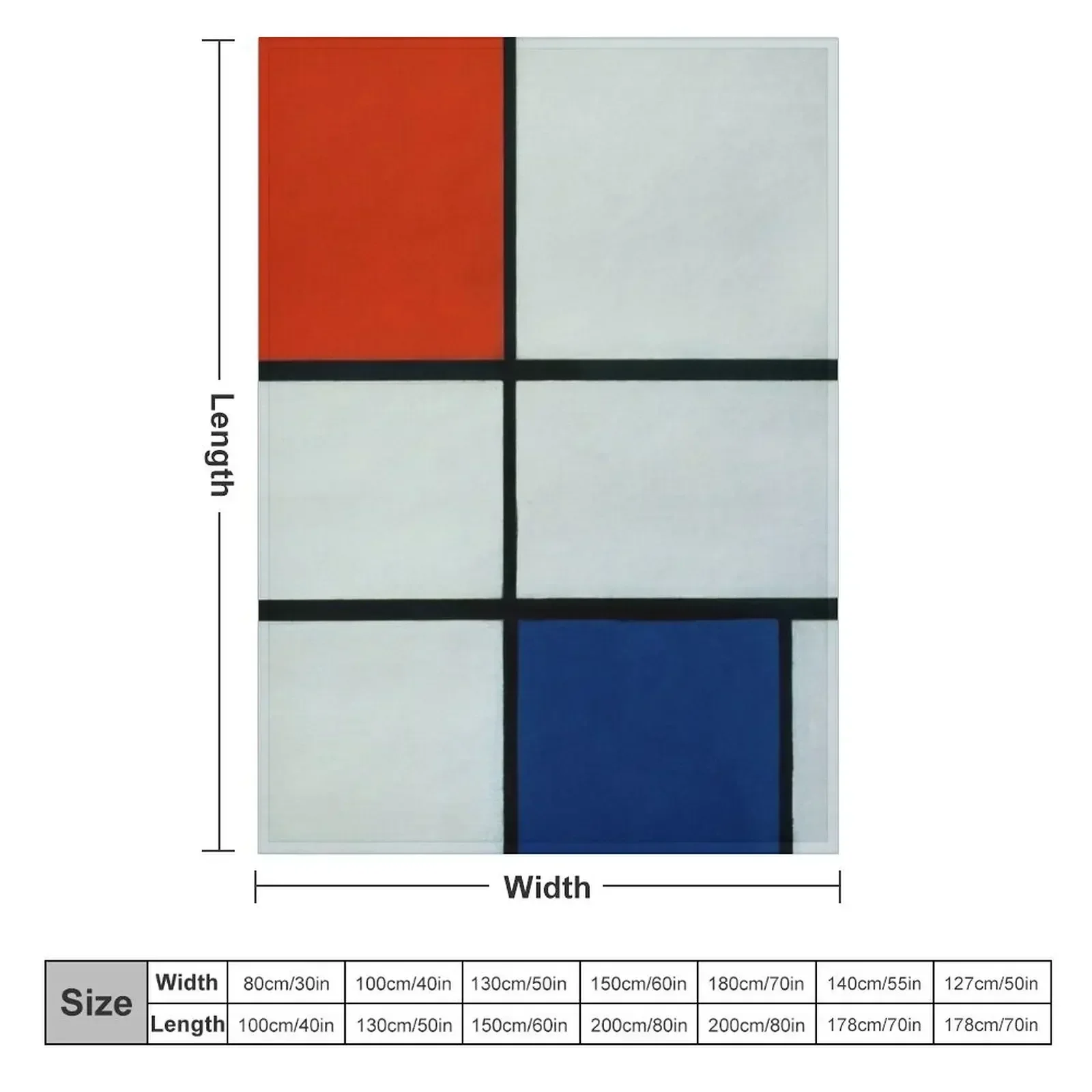 Composition C (No. III) with Red, Yellow and Blue, 1935. Throw Blanket Hairys sofa bed Thermals For Travel Blankets