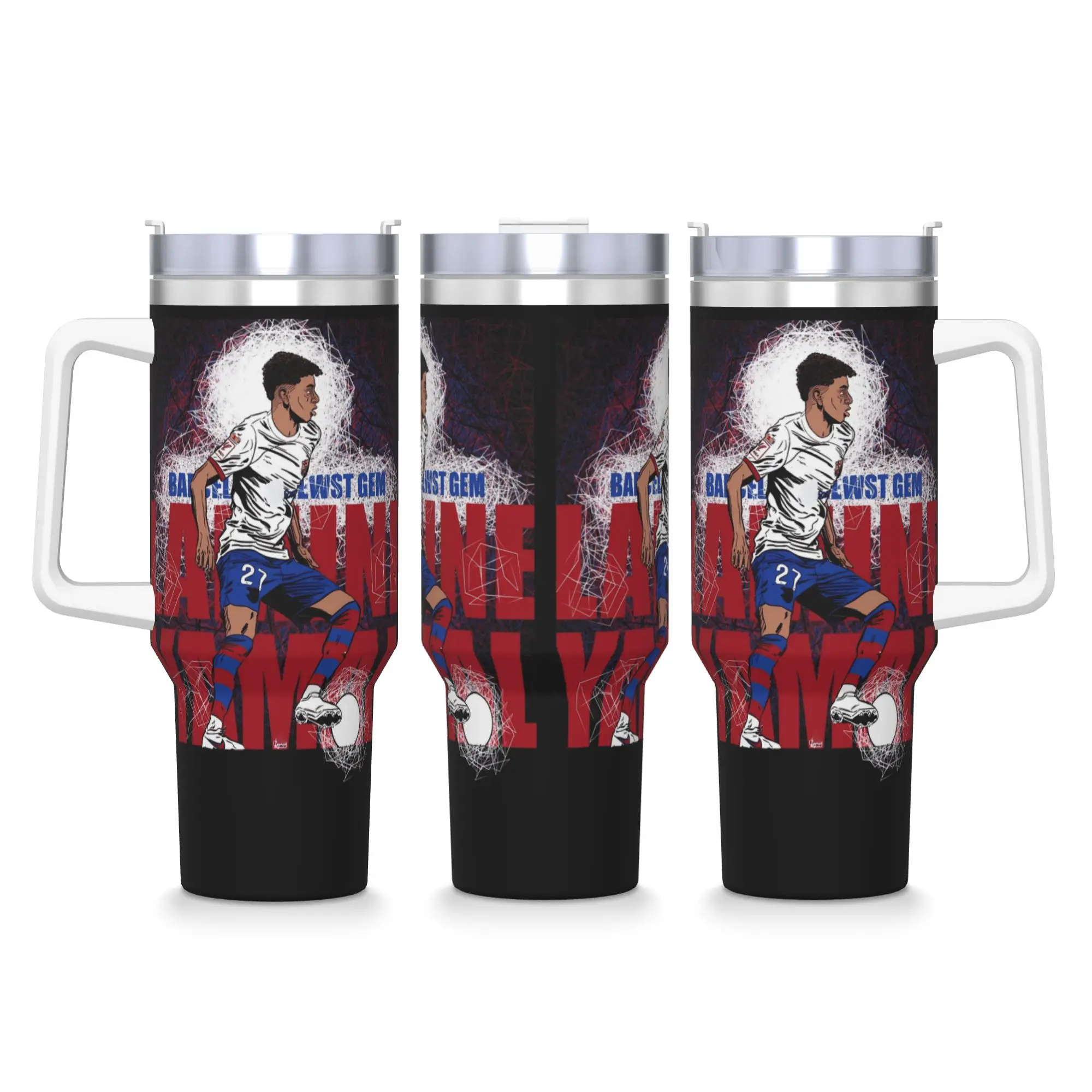 Stainless Steel Tumbler L-Lamine FootballStar y-Yamal Car Mugs With Straws Bottle Heat Preservation 40oz Thermal Cups