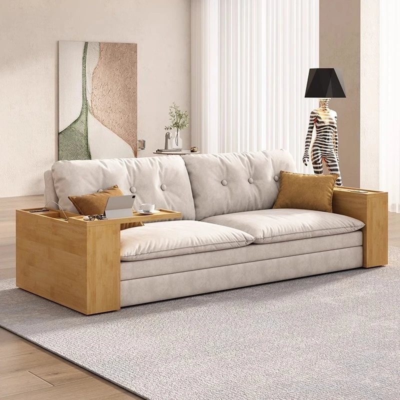

Solid wood sofa bed foldable single double multi-functional sitting and sleeping small apartment living room simple modern
