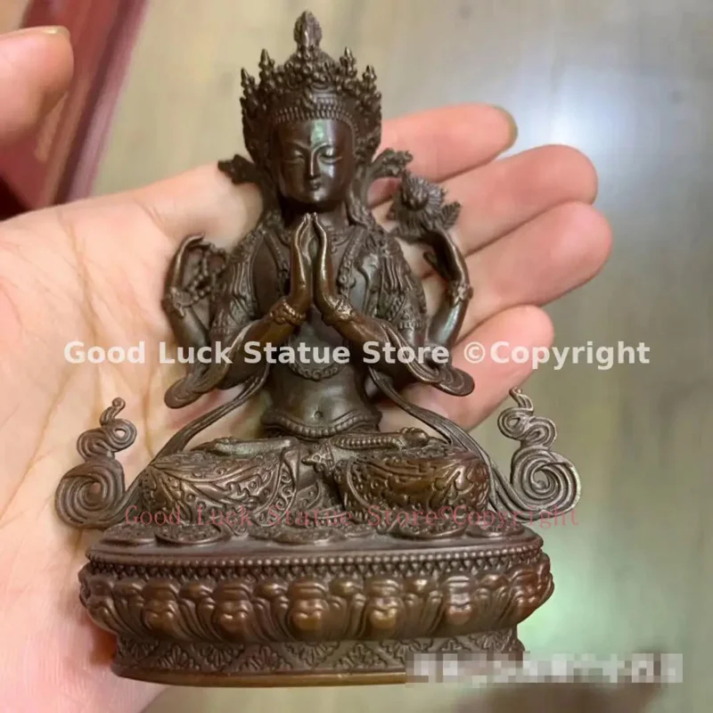 Wholesale Buddhist supplies family bless safe health good luck high grade Nepal Four arm Tara Guanyin Buddha statue Small size