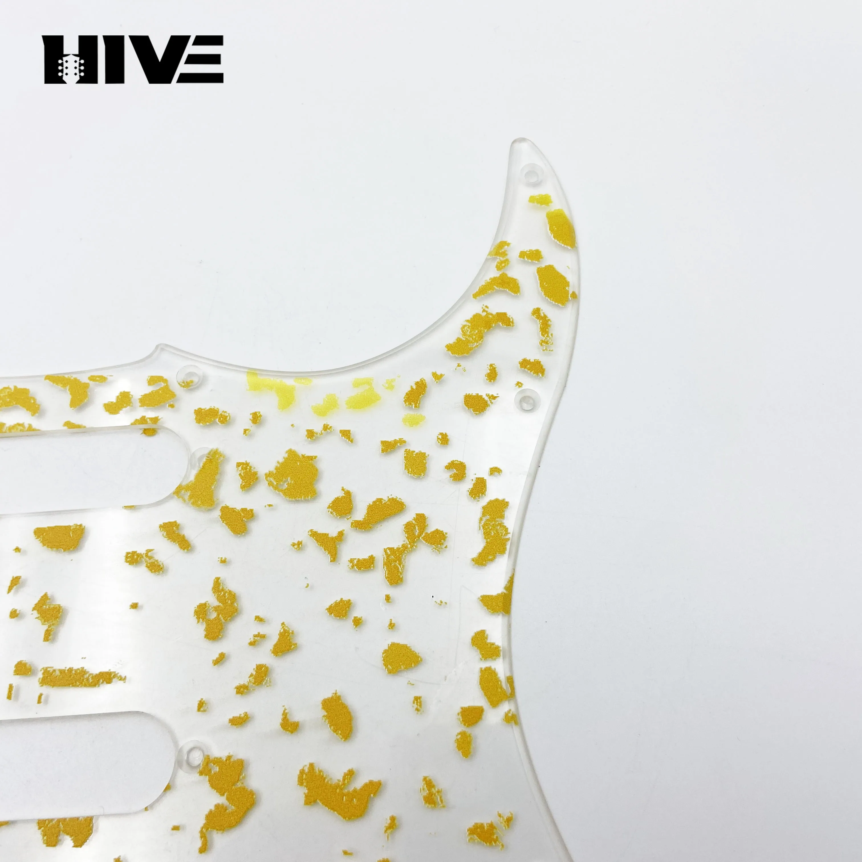 Gold Foil Acrylic Transparent Material Electric Guitar Protective Panel - ST/SQ Embossed Transparent Guitar Panel view 4