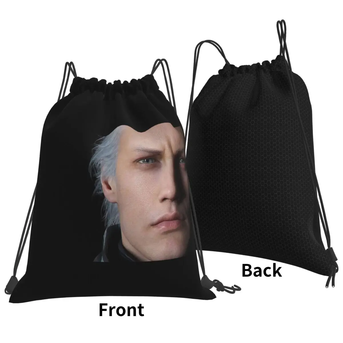 Devil May Cry 5 - Vergil Poster Backpacks Casual Drawstring Bags Shoes Bag Book Bags for Travel Students