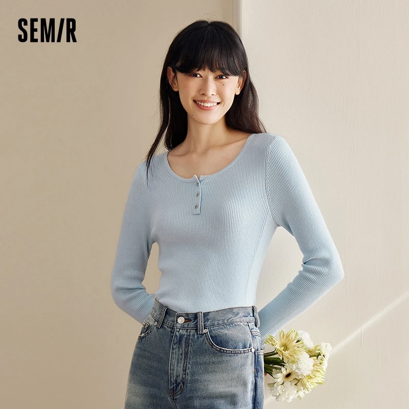 Semir Sweater Women Stringy Selvedge Half-Tall Collar Right Shoulder Inside 2023 Winter New Antibacterial Heat Storage Slim Fit