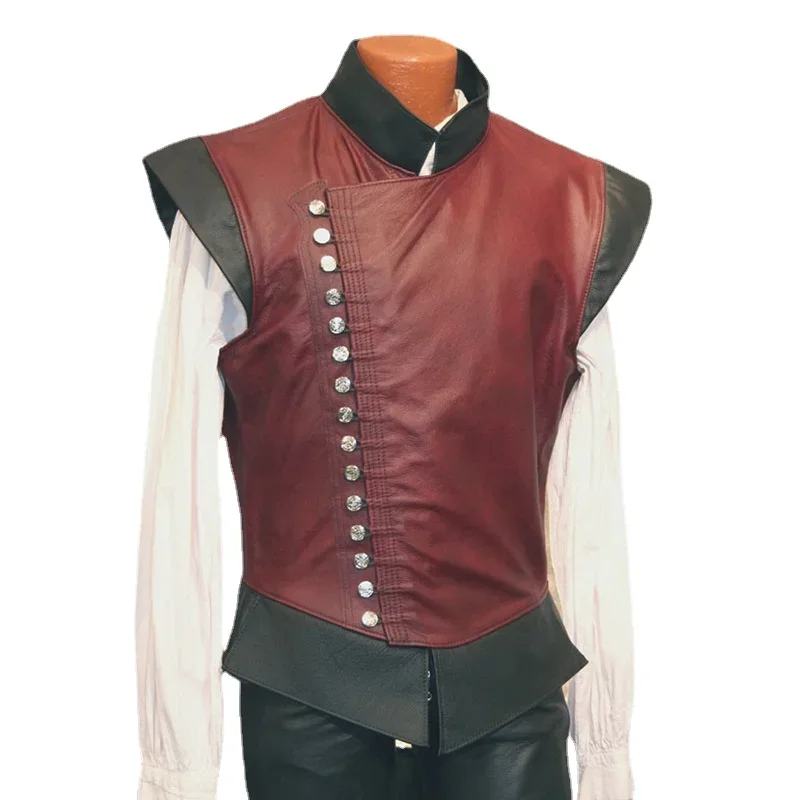 Men Medieval Vest Renaissance Victoria Edwardian Steampunk Vest Waistcoat Vintage Gothic Tailcoat Jacket Halloween Costume