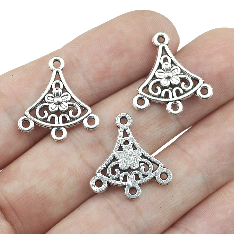 20Pieces/lot 19x20mm Antique Silver Color  Flower of Life Charms Connectors  Hollow Jewelry Making Craft Pendant