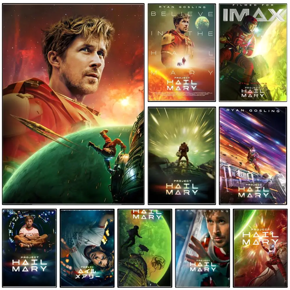 Space Adventure P-Project Hail Mary Poster  Self-adhesive Art Waterproof Paper Sticker Coffee House Bar Room Wall Decor