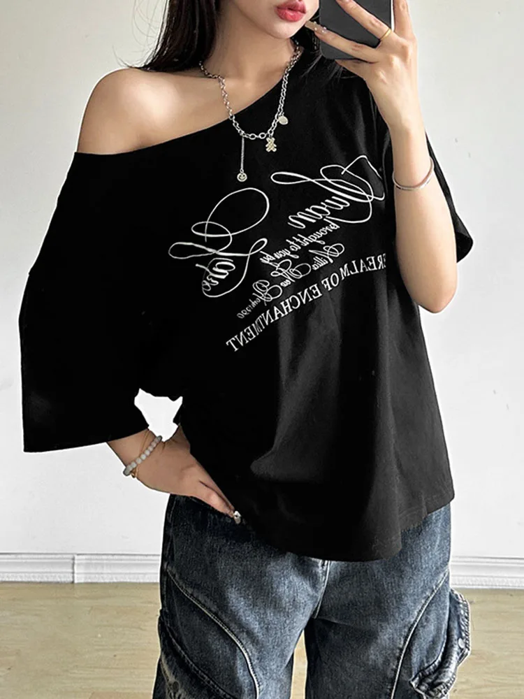 

Casual Relax Woman T-shirt Letter 2025 Women Hot New Versatile Street Atmosphere Style Fashionable Chick Summertime Tops