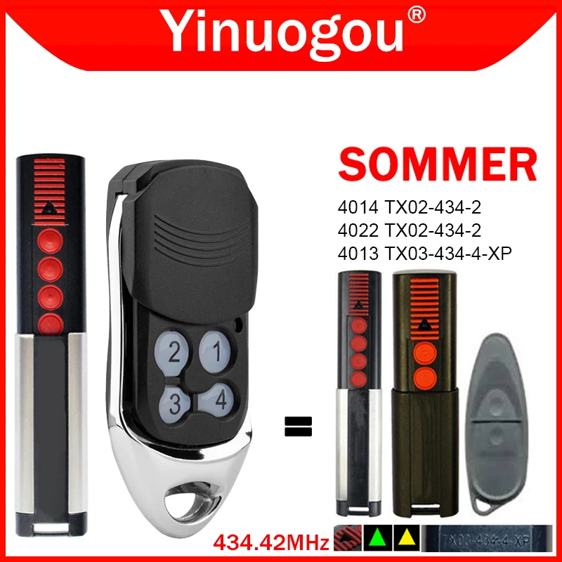 SOMMER TX03-434-4-XP Garage Door Remote Control 434.42MHz Replacement Transmitter Garage Command Door Opener TX03 434 4 Keychain