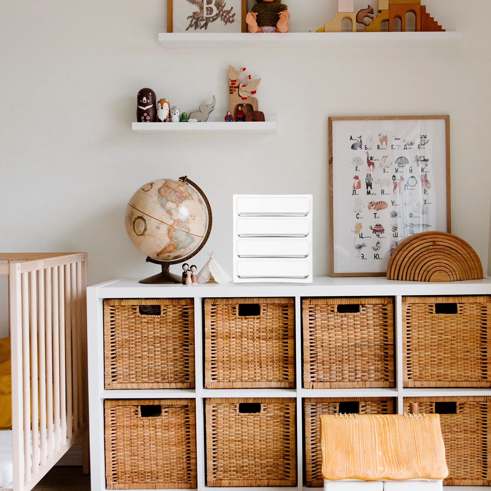 

1pc Drawer Type Storage Box 4-Layer Plastic Desktop Organizer Makeup Container Multi-Purpose Tabletop Cabinet For