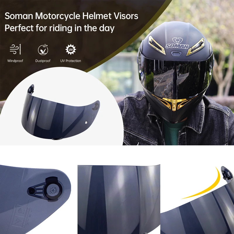 Helmet Visor Lens For AGV K1 K5 K3SV Motorbike Helmet Glass Discoloration Lens For Soman 955-S Helmet Motorcycle Accessories