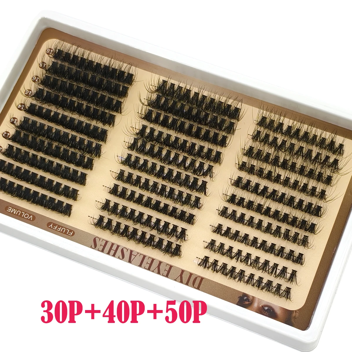 30 Reihen DIY Flauschige Volumen-Wimpernbüschel, Stachelige Cluster-Wimpern, Gemischte Stile, Einzelwimpernverlängerung – Detail 16