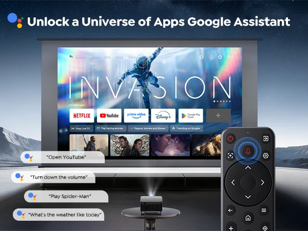 Toptro Projektor Google TV 4K 1080p Full HD Tragbarer Projektor BT5.4 Auto Keystone für Video, Film, Smart Home Theater LED-Projektor – Detail 4