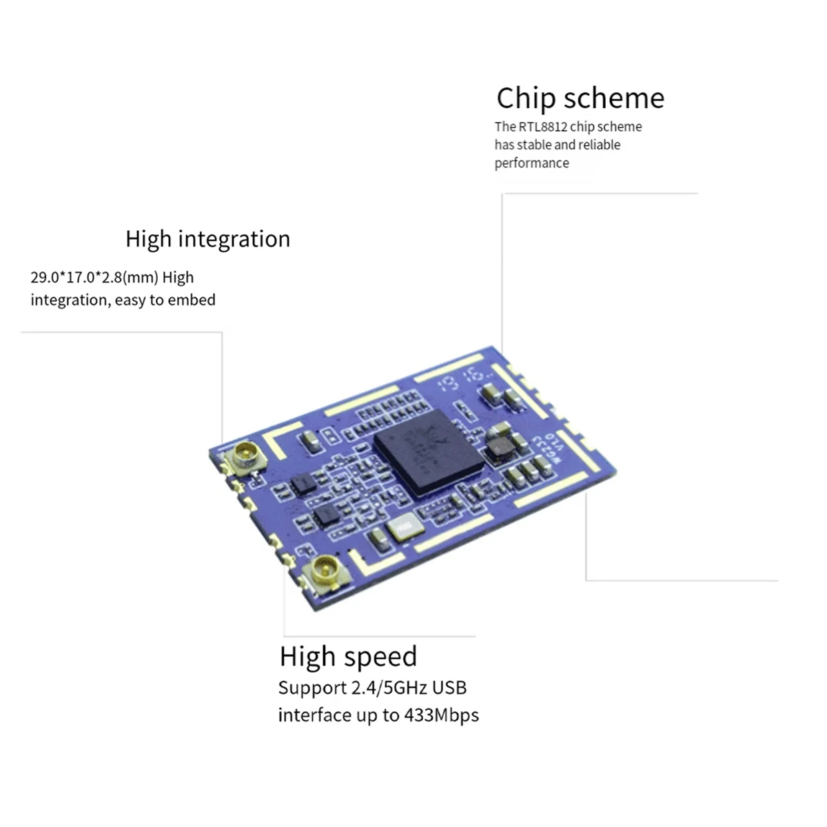 Retail! Realtek RTL8812BU Chip Wireless WIFI Module 3.3V/5V Connector Development Board USB 2.0 AC 5G/2.4G for Windows/Linux/Mac