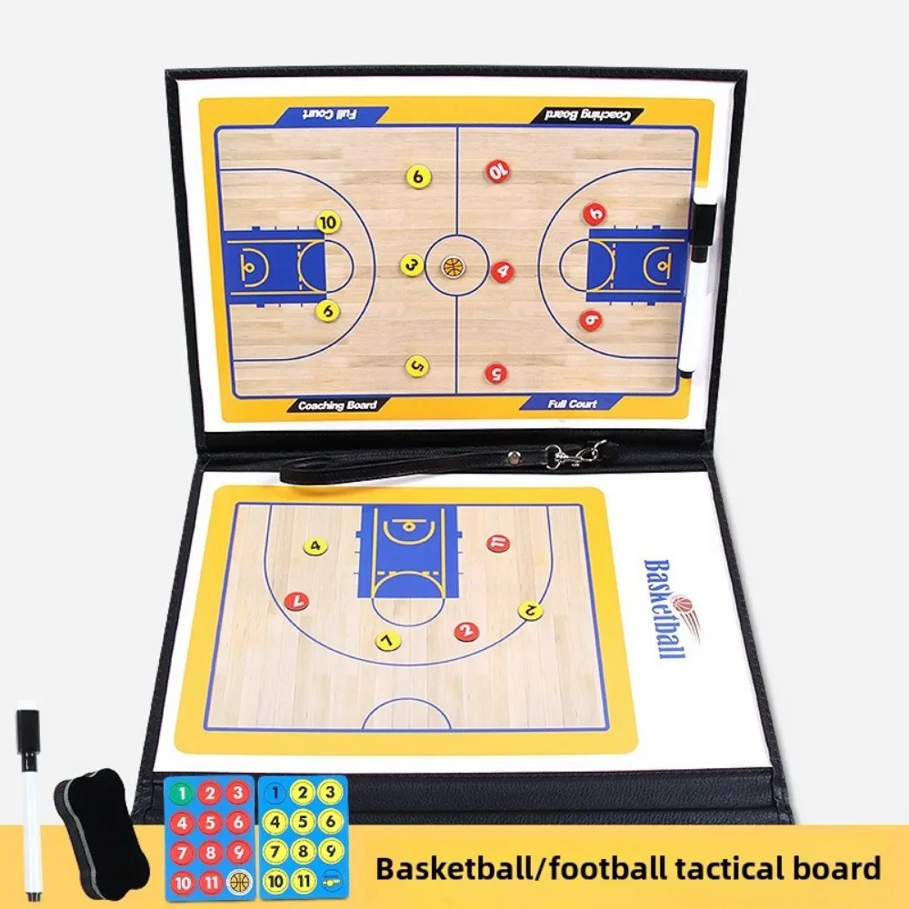 Basketball Tactics Board Coaching Boards Folding Leather Teaching Board with Magnetic Pen