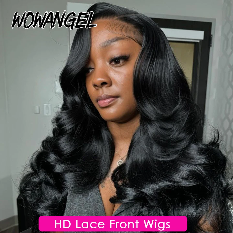 Wow Angel 34 pollici 13x6 HD Parrucche frontali complete Onda del corpo Pelli di fusione HD Parrucche anteriori in pizzo per capelli umani Parrucche brasiliane pre pizzicate