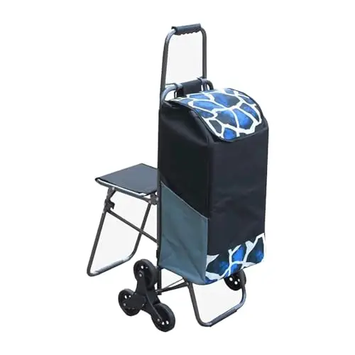 cart Folding Shopping Carts with Seats Shopping Trolley Iron Shopping Hand Truck Rolling  Cart