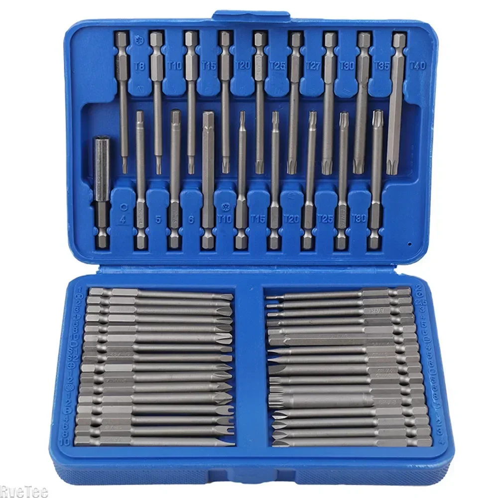 

1/4 Screwdriver Bits Hardness Long Magnetic Set Torx Flat Head Hex Driver Bits CRV High Strong For Electric Screwdriver 50PCS