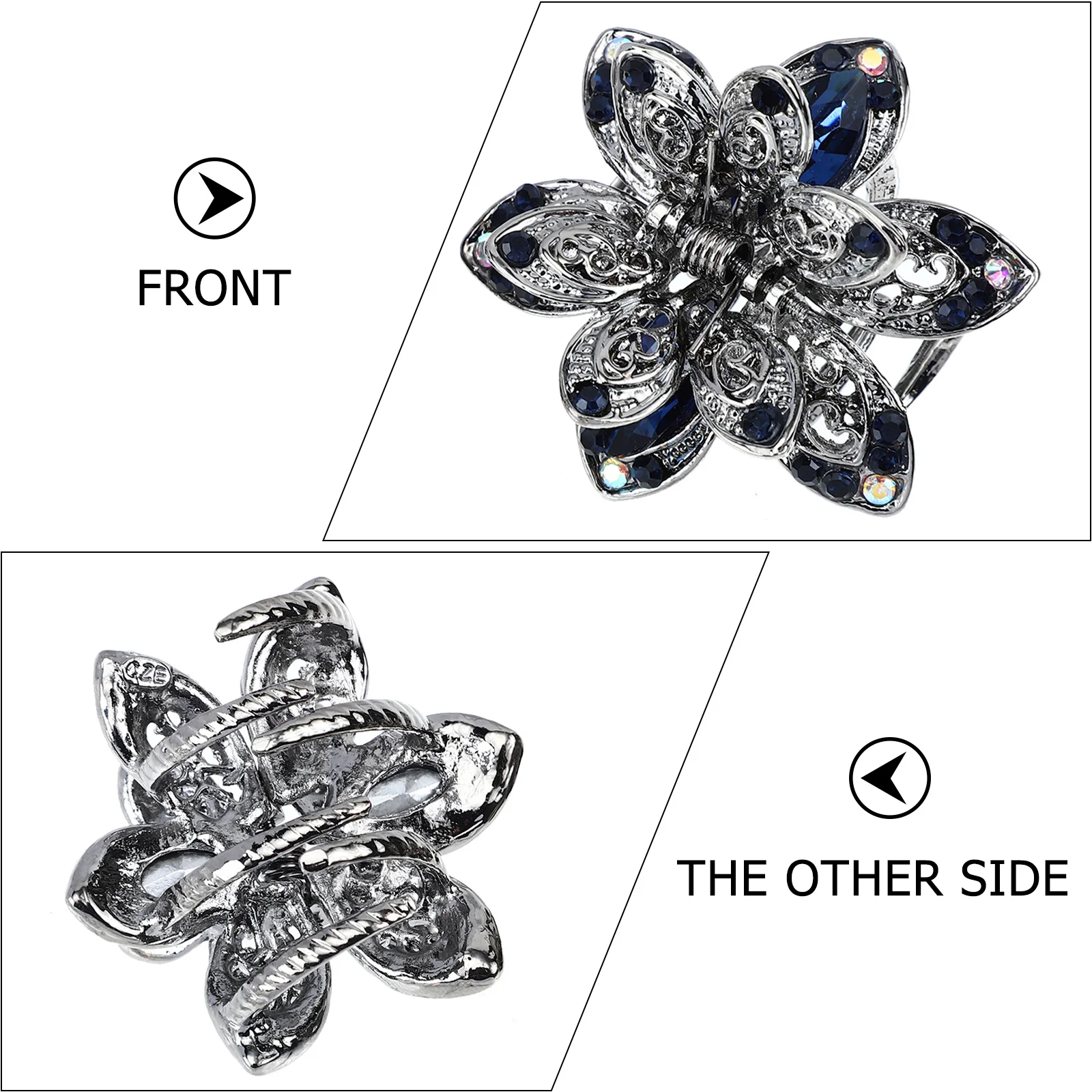 

2 шт. хрустальные заколки для волос, легкие нескользящие металлические зажимы из сплава, с полым дизайном, для укладки волос, для женщин