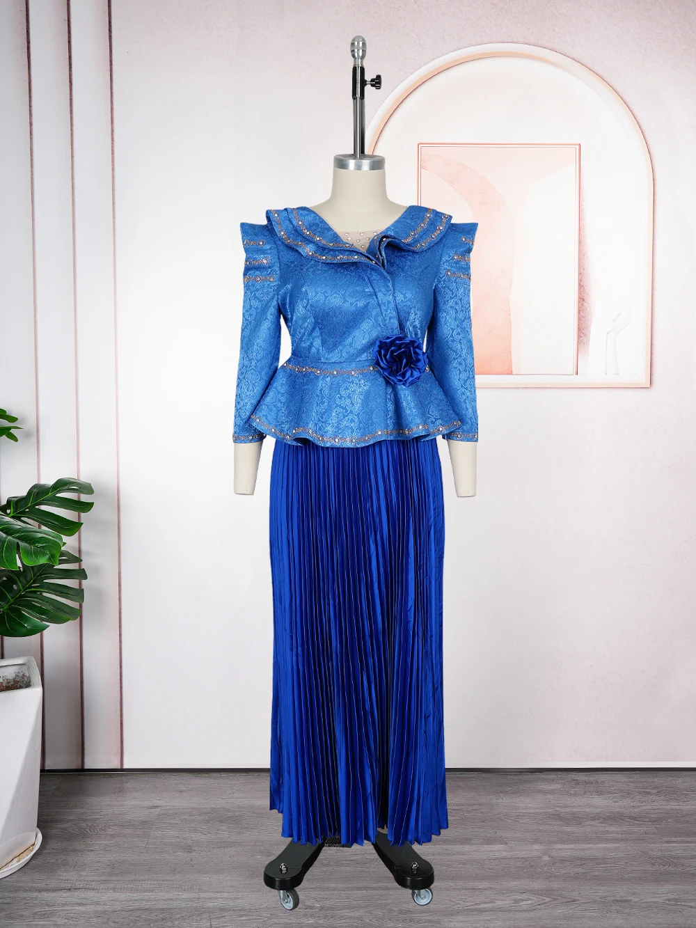 الملابس الأفريقية للنساء 2 قطعة مجموعات بلوزات والتنانير الدعاوى Dashiki أنقرة تركيا وتتسابق ثوب حجم كبير فساتين حفلات الزفاف #4