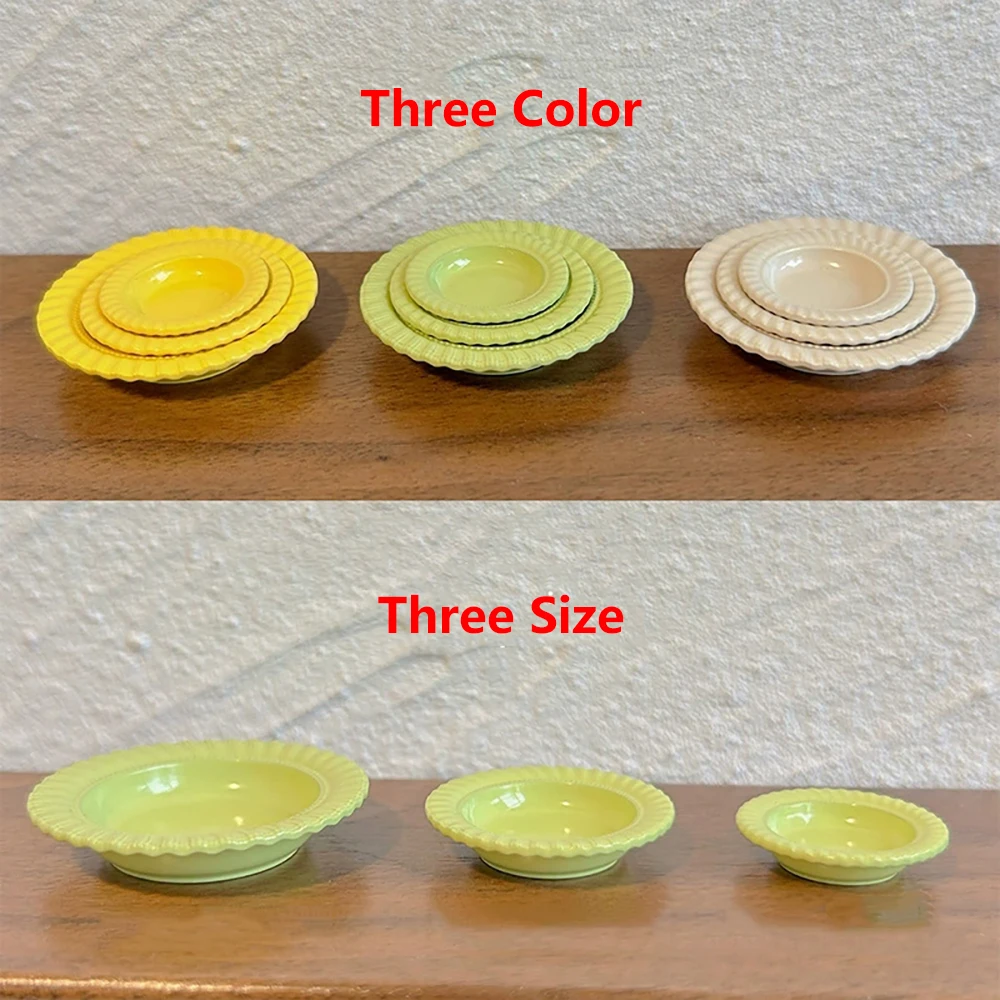 3Pcs 1/12 Puppenhaus Miniatur spitze Platte Simulation Obst Lebensmittel Schüssel Modell Spielzeug für Mini Dekoration Puppenhaus Zubehör ob11