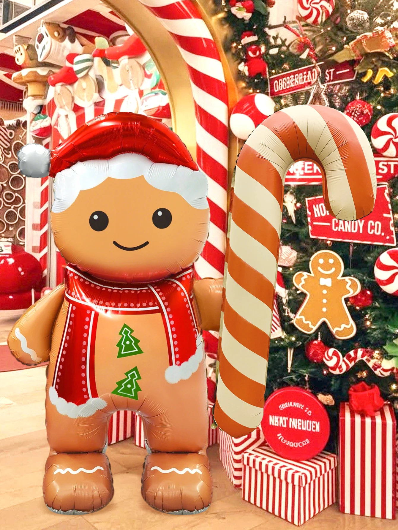 1/2 Uds. Globos navideños de papel de aluminio, adecuados para fiestas navideñas, decoraciones de Año Nuevo, fiestas de dulces, fiestas de pan de jengibre