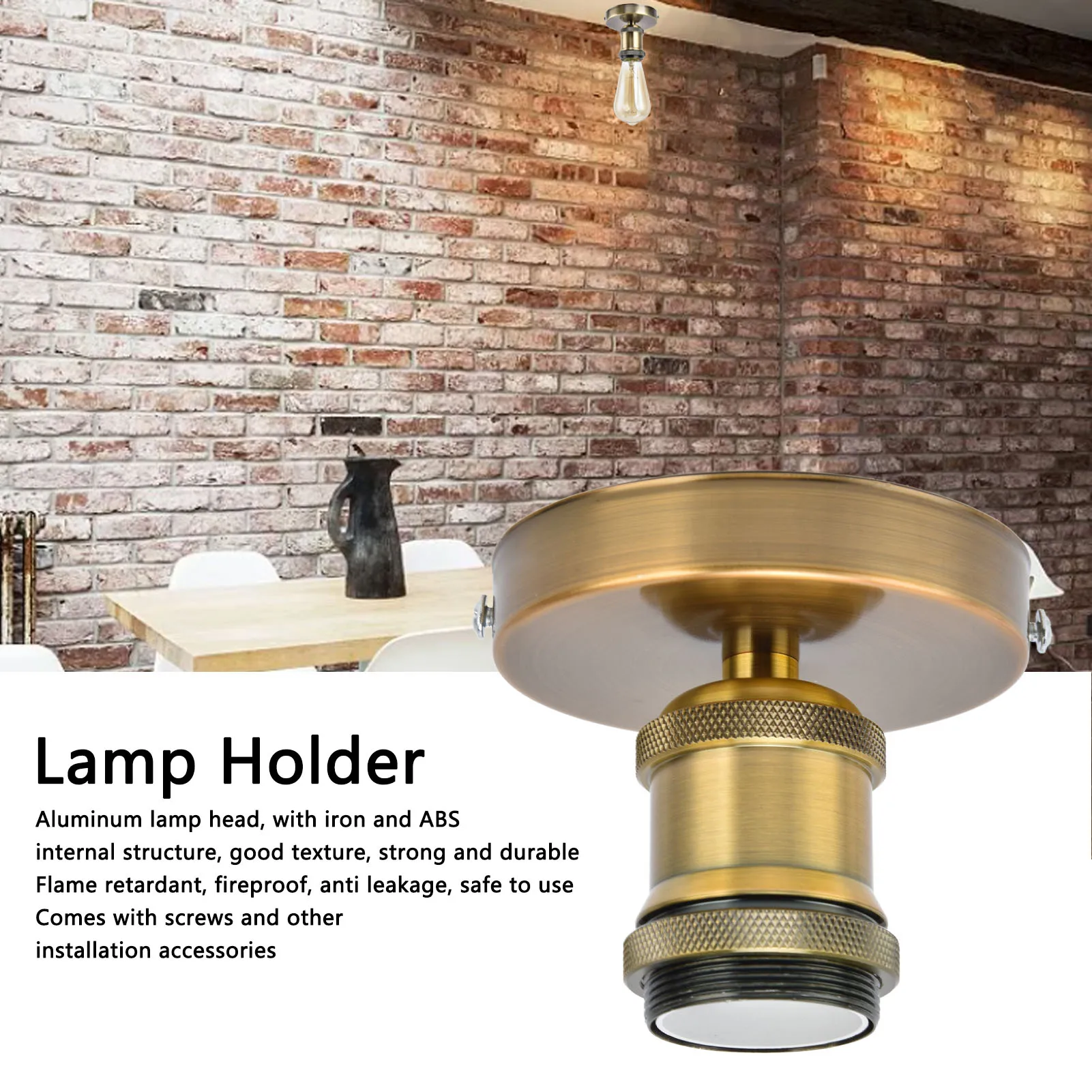Retro Lamp Socket Vintage E26 E27 Lamp Socket Ceiling Lamp Holder with Accessories for Kitchen Bedroom Living Room Lamp Holder