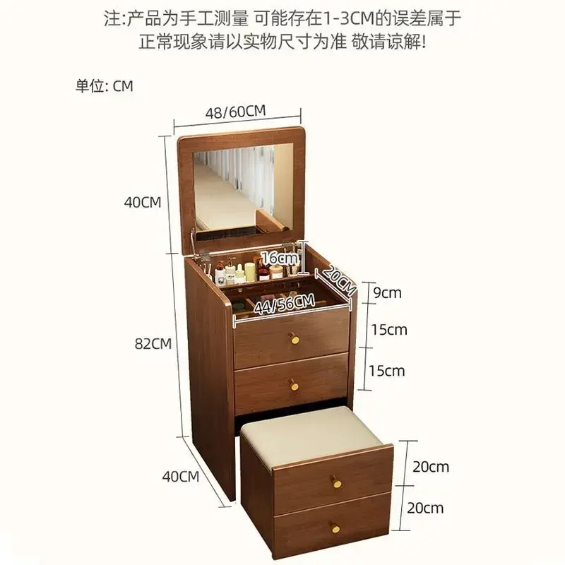 Откидной комод из резинового дерева, небольшая квартира, прикроватный комод для спальни, встроенный современный простой столик для макияжа, многофункциональный