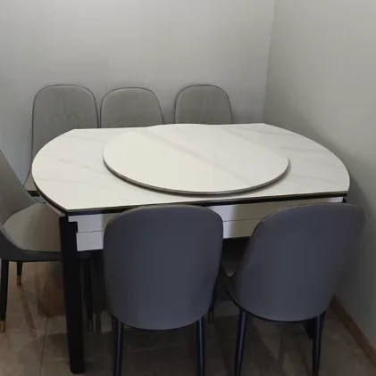 

Light Luxury Modern Rock Board Dining Table Simple Small Apartment Household Variablepromote sales