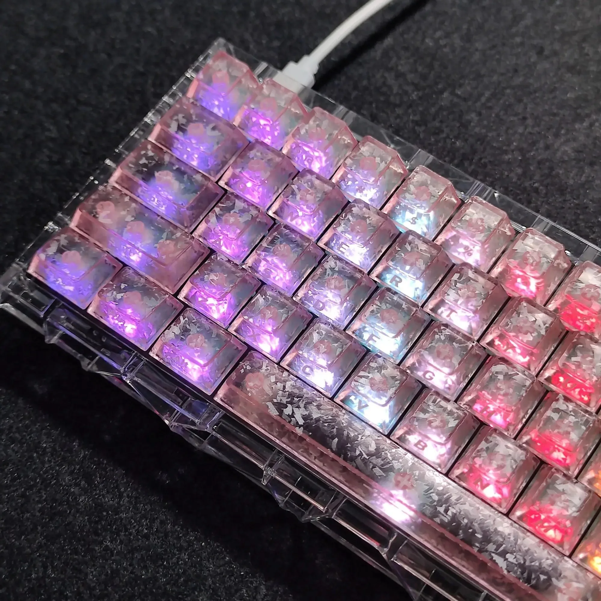 Carbon Fiber Frosted Transparent Keycaps 119 Keys OEM Profile PC Keycap Set for MX Magnetic Switch Mechanical Keyboard 60% 68 75