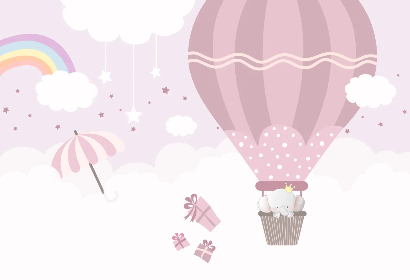 Custom size mural cartoon hot air balloon small animal children's room decorative painting home decoration 3d wallpaper photos