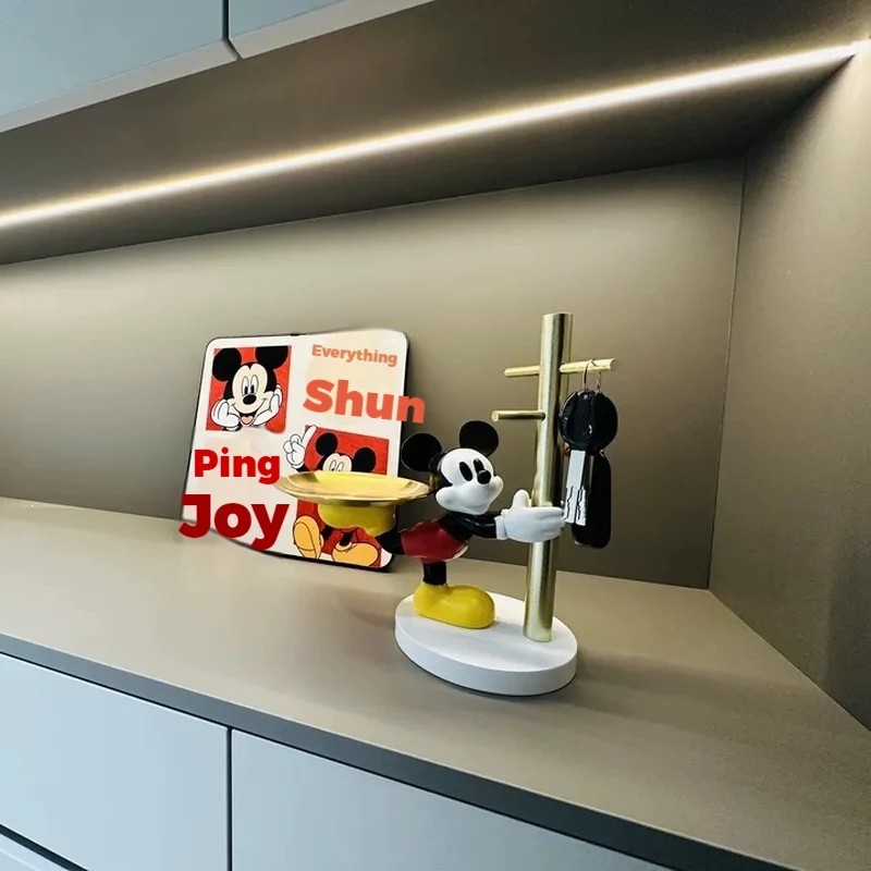 27cm Disney Cute Mickey Mouse Foyer Storage Figure Anime Living Room Tray Decorations Model Collection Figurine Ornament Gifts