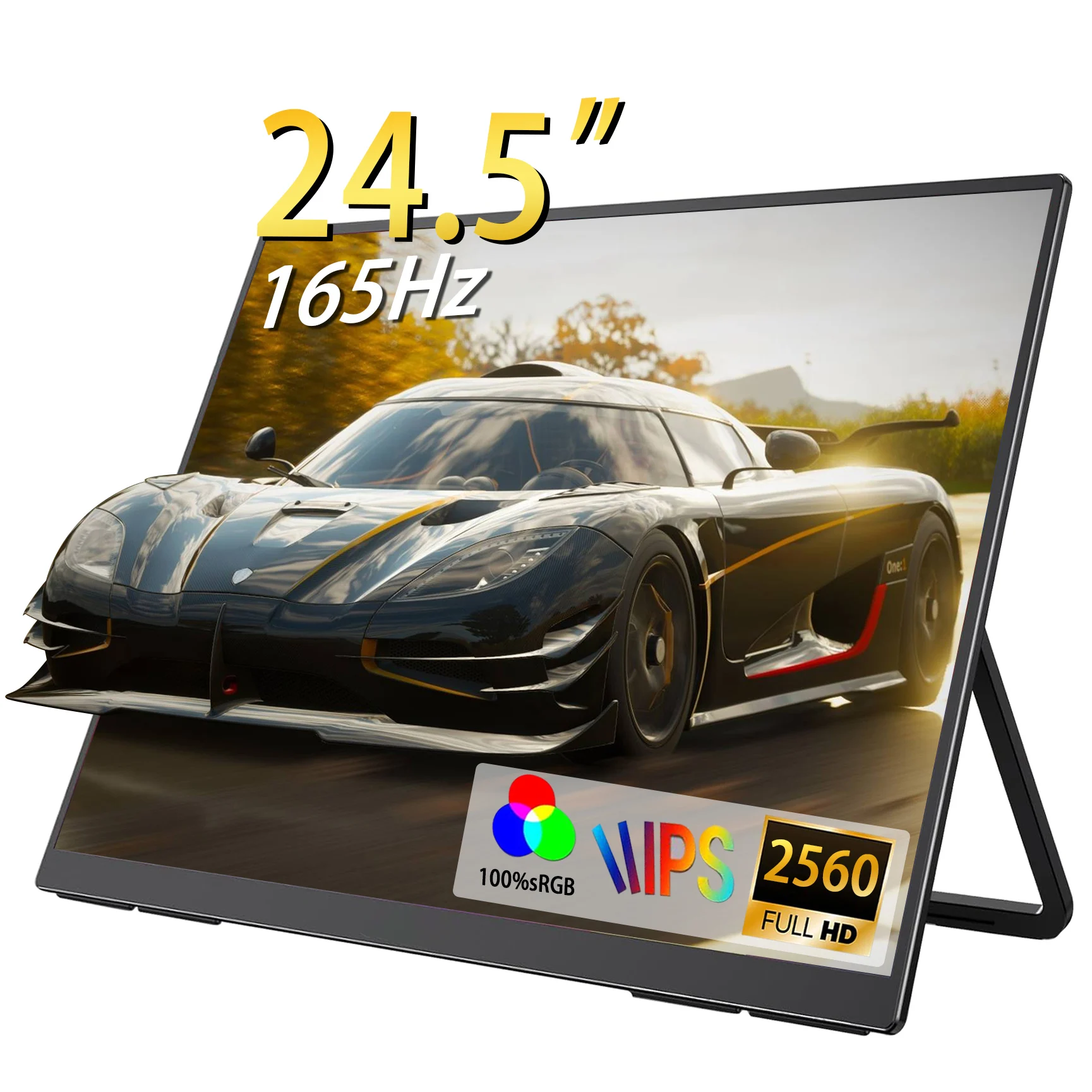 

QQU 24.5 Inch Portable Monitor Computer Gaming Display 165Hz IPS 2560x USB-C HDMI IPS Screen for Laptop Mac Surface w/ Stand