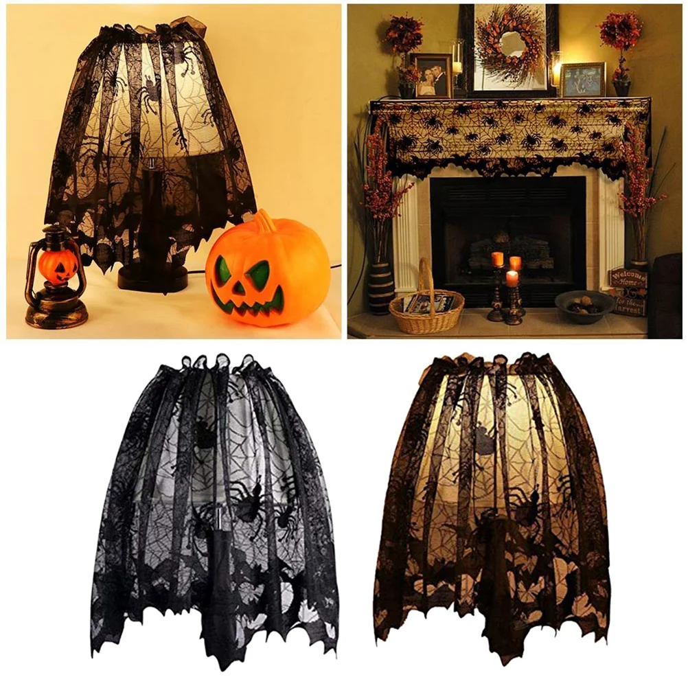 2 Pcs Halloween Decorations Clearance Lace Lamp Scarf Light Covers Lampshade Trim