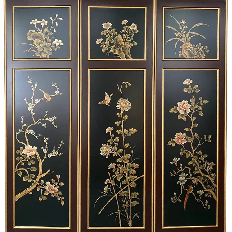 French vintage screen living room home corner background entrance partition block movable small folding  decoration