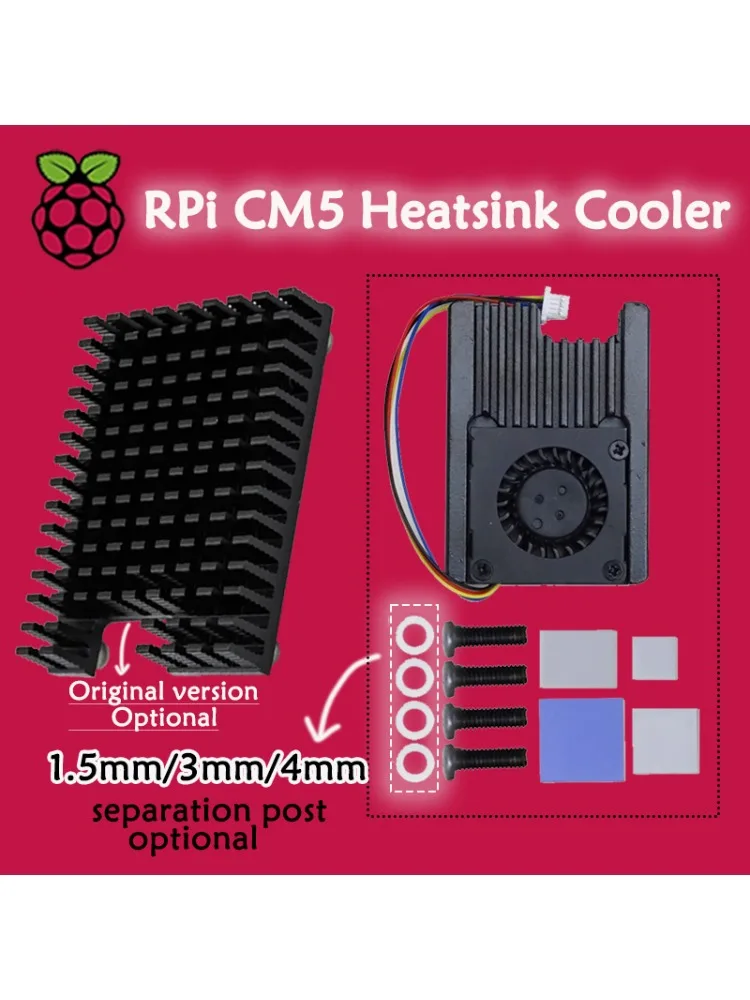 Radiator aluminiowy do Raspberry Pi Compute Module 5 z silikonem termoprzewodzącym — zdjęcie produktu 7