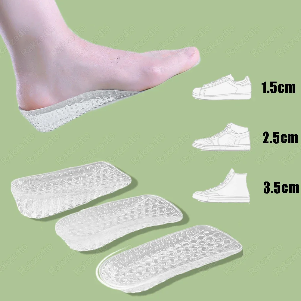 سيليكون الارتفاع زيادة النعال رجل كعب رفع إدراج مع قوس دعم العظام نعال جيل امرأة معززات الارتفاع غير مرئية