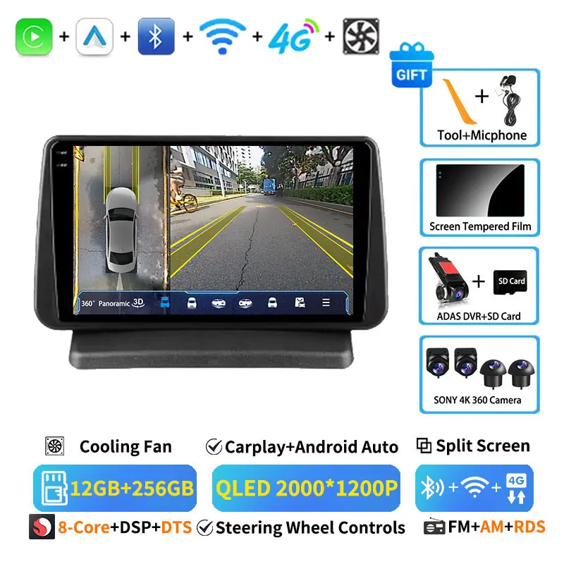 Draadloze Carplay Android 15 voor Nissan Note E11 2005 - 2013 Stereo 360 Camera Autoradio BT GPS WIFI 4G LTE DSP Videospeler RDS