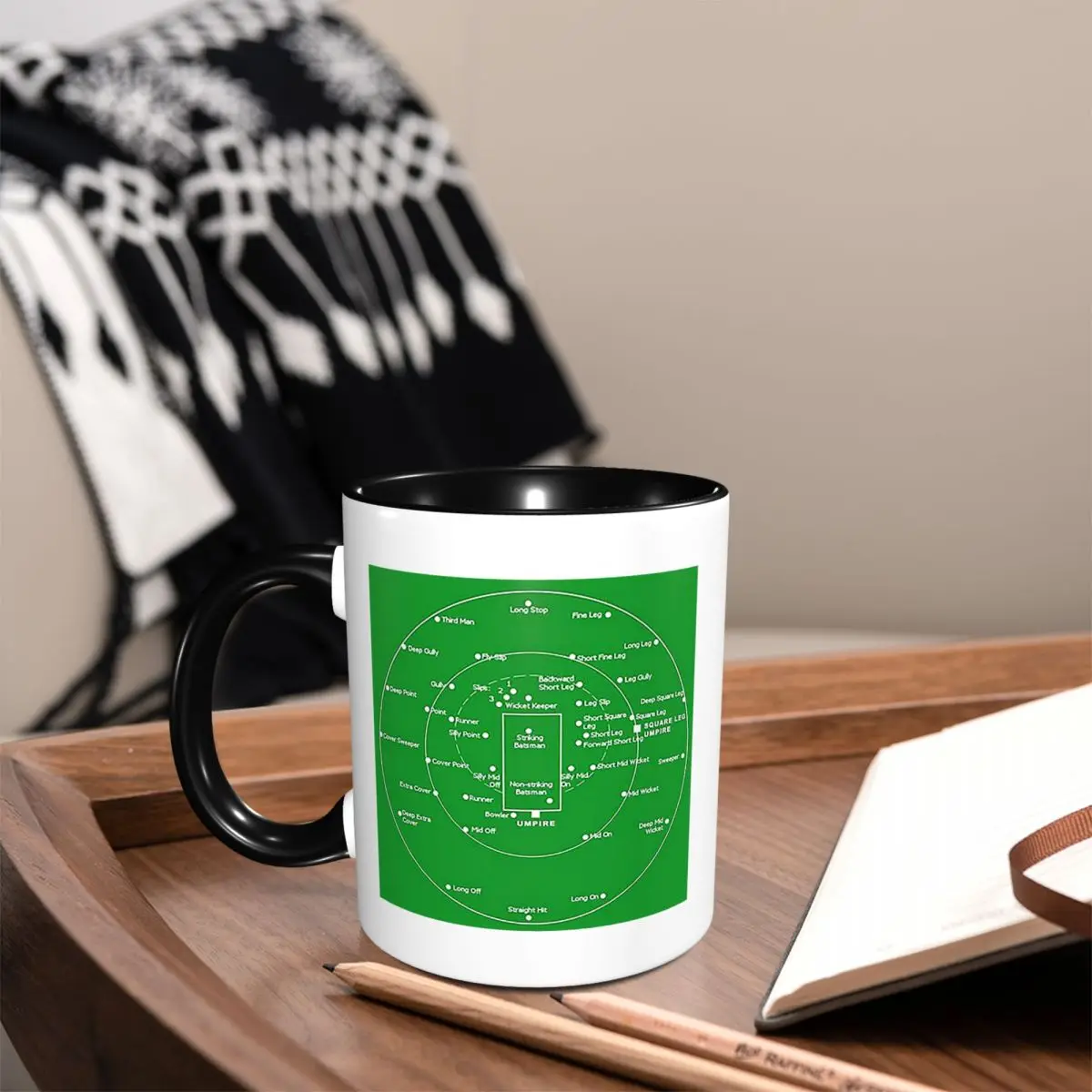 Cricket Pitch Positions- Fielding Positions Diagram Mug Funny Ceramic Coffee Cups Tea Mugs Milk Cup Drinkware Gift for Friends