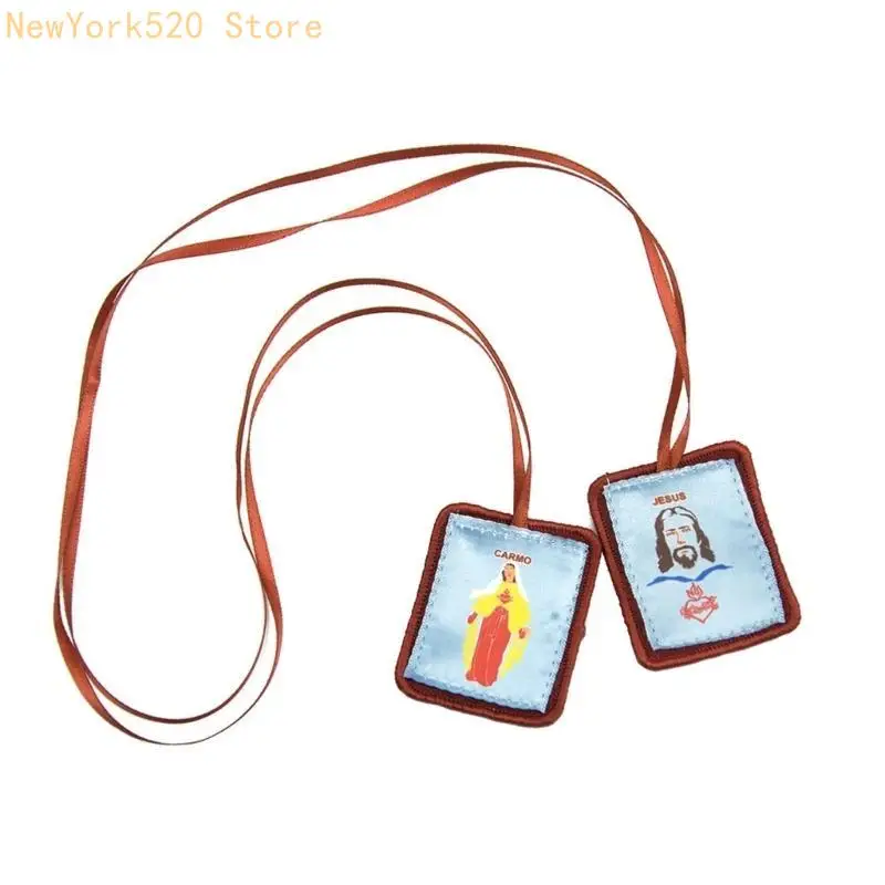 N84C Collar rojo escapular católico para Sagrada Comunión Confirmación Regalo religioso