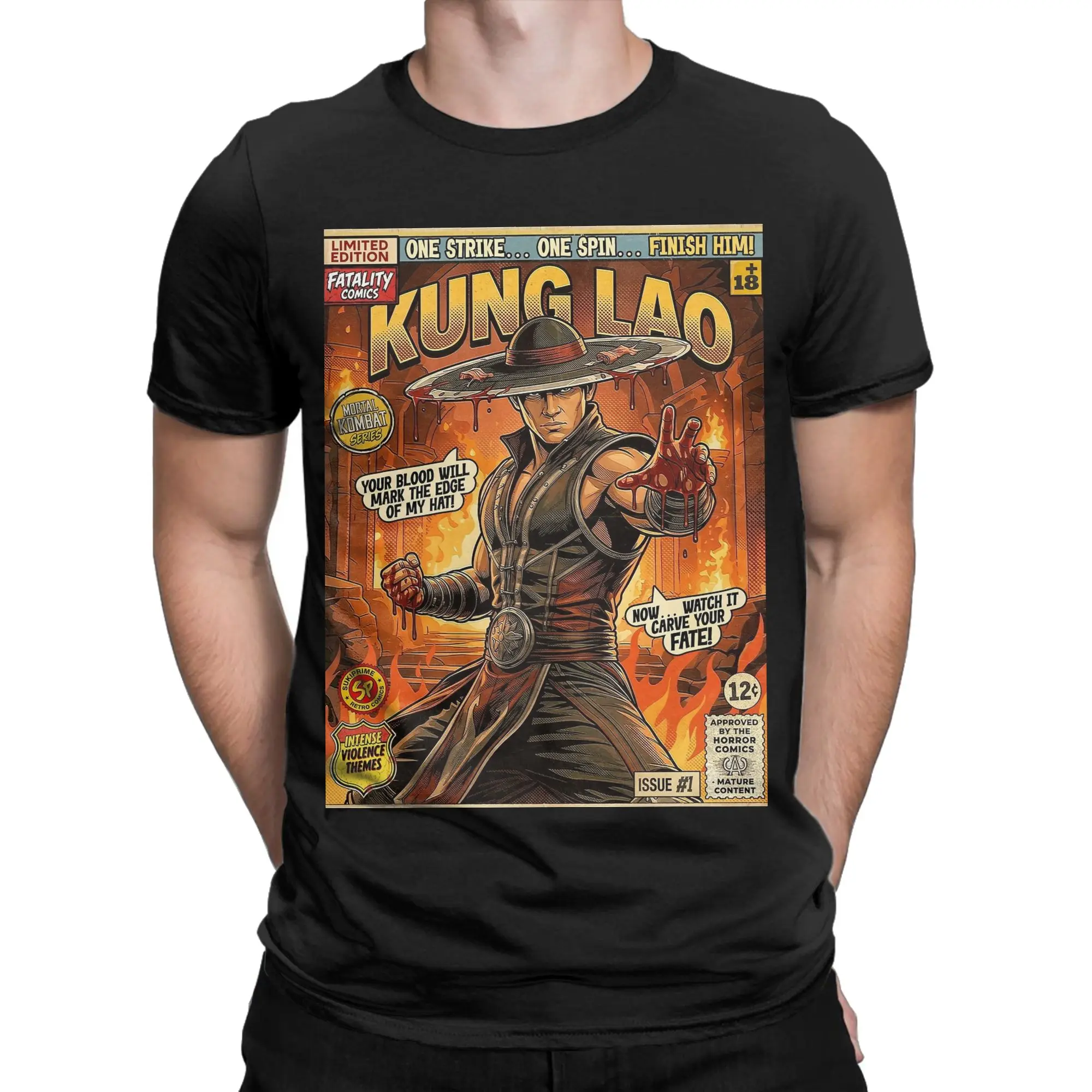 Kung Lao Vintage Retro Comic Cover Mortal Kombat Art T-Shirt for Men Women  Cotton Tee Shirt Crewneck T Shirts Plus Size Clothes
