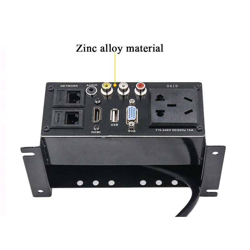 Multimedia Desktop Socket Zinc Alloy Information Panel with HDMI-compatible USB 3.5mm Audio Video AV Dual Network Port