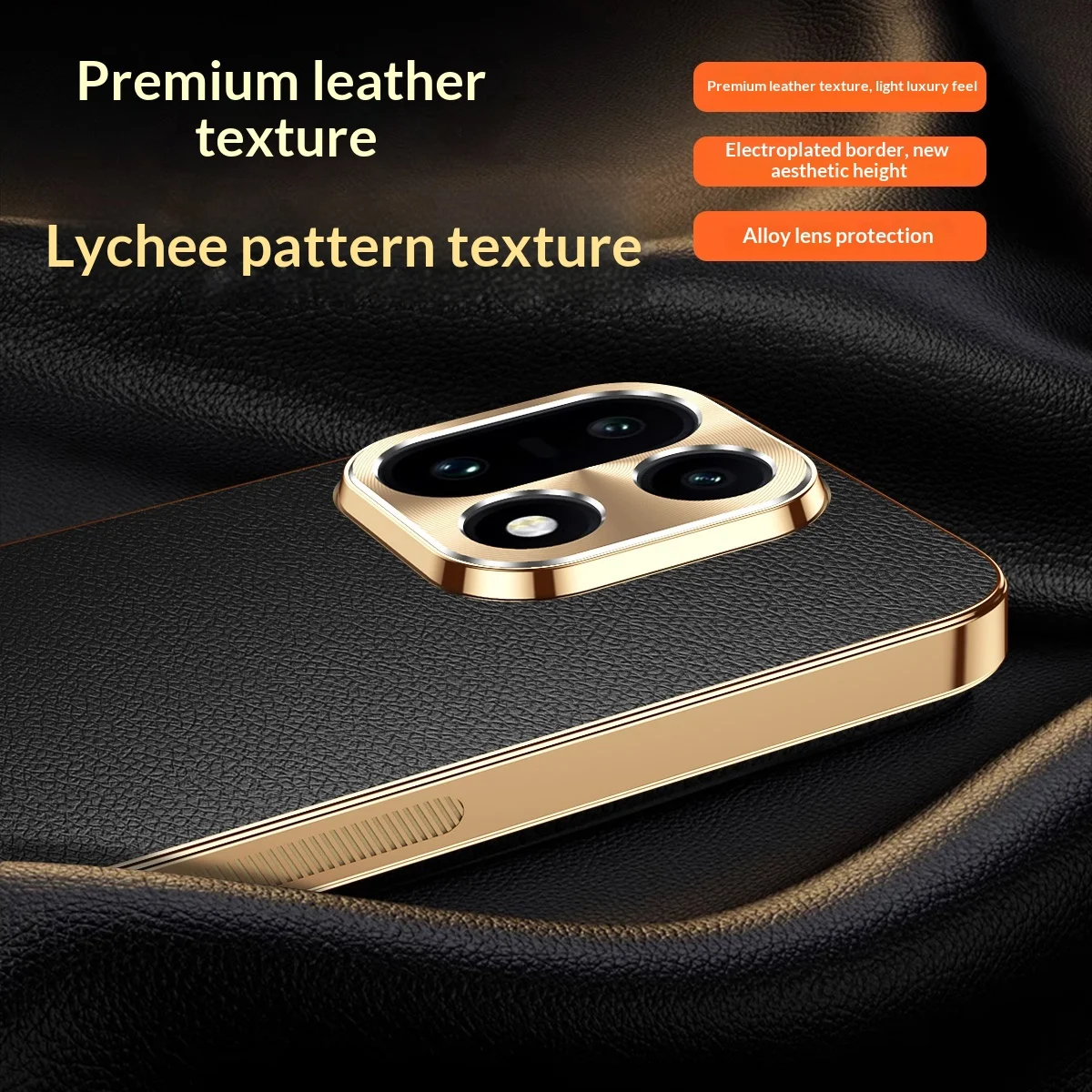 For OnePlus 15 Case Luxury electroplated leather with lychee texture and frosted PC Cover For OnePlus15 Shockproof Bumper Funda