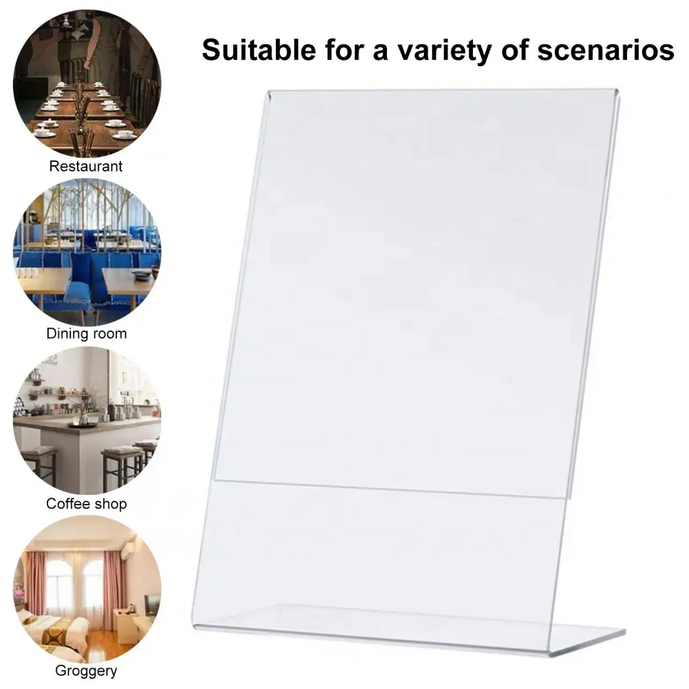 3 Stück Acryl Zeichen halter klar haltbar wasserdicht schräg Tisch Display Stand Desktop Papier halter für Büro Restaurant